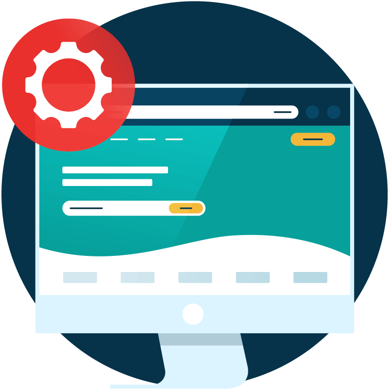 Website open on a computer screen with a settings icon