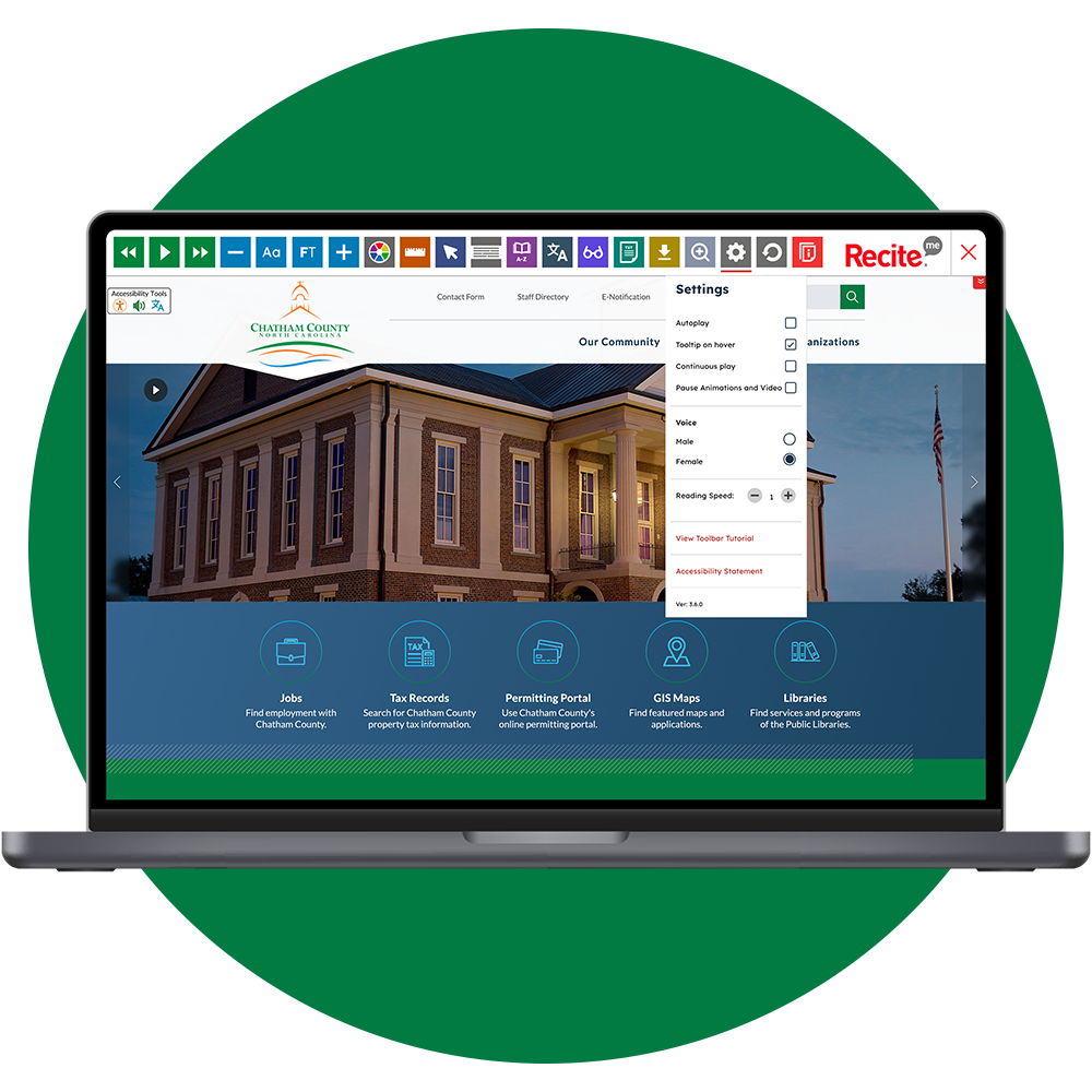 Laptop with screenshot of Chatham County website