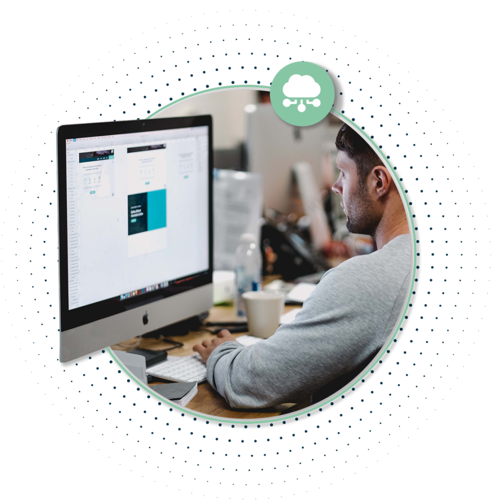 Man working on a computer digital sector