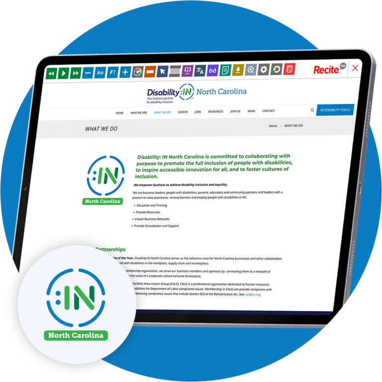 Tablet with Disability:IN NC website