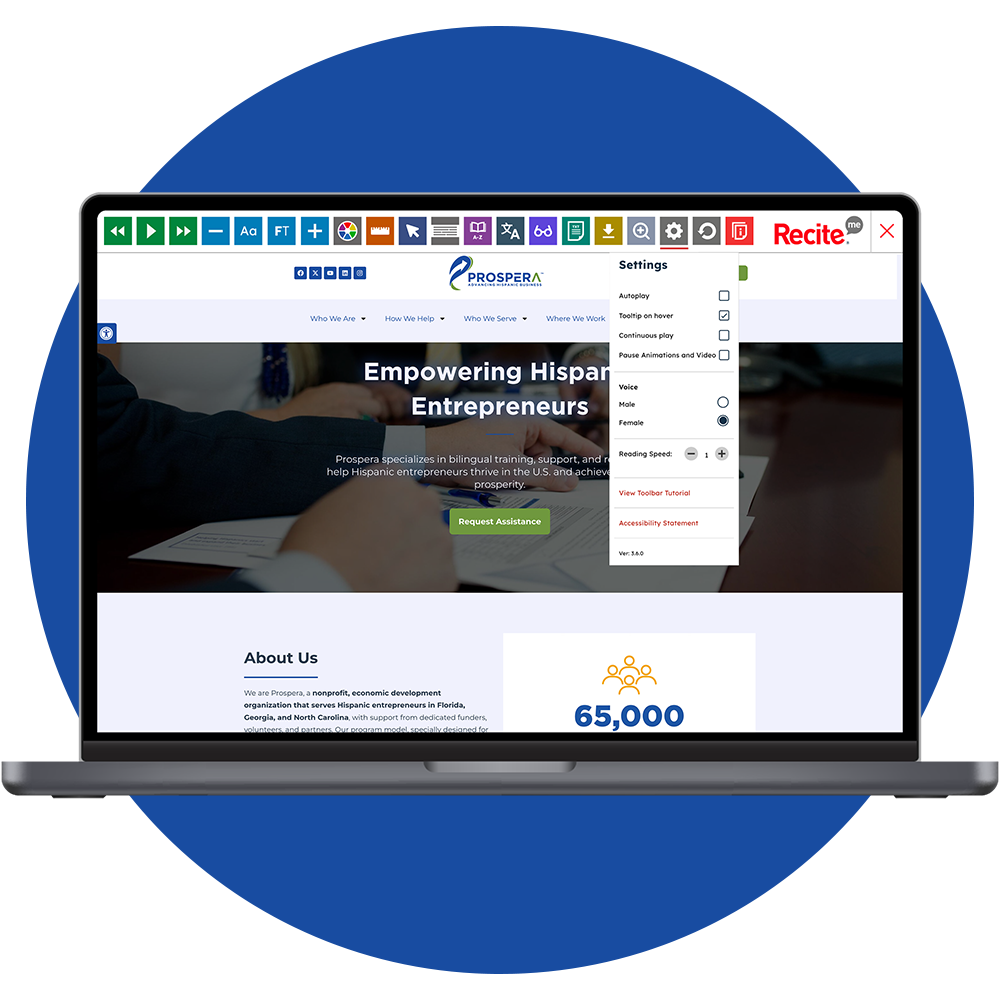 Laptop with screenshot of the Prospera website