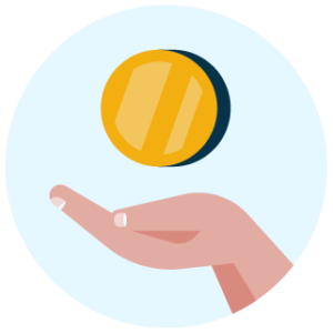 Icon of a hand holding a coin